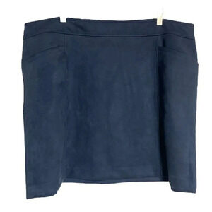 Loft Plus 18 blue faux suede above the knee skirt‎